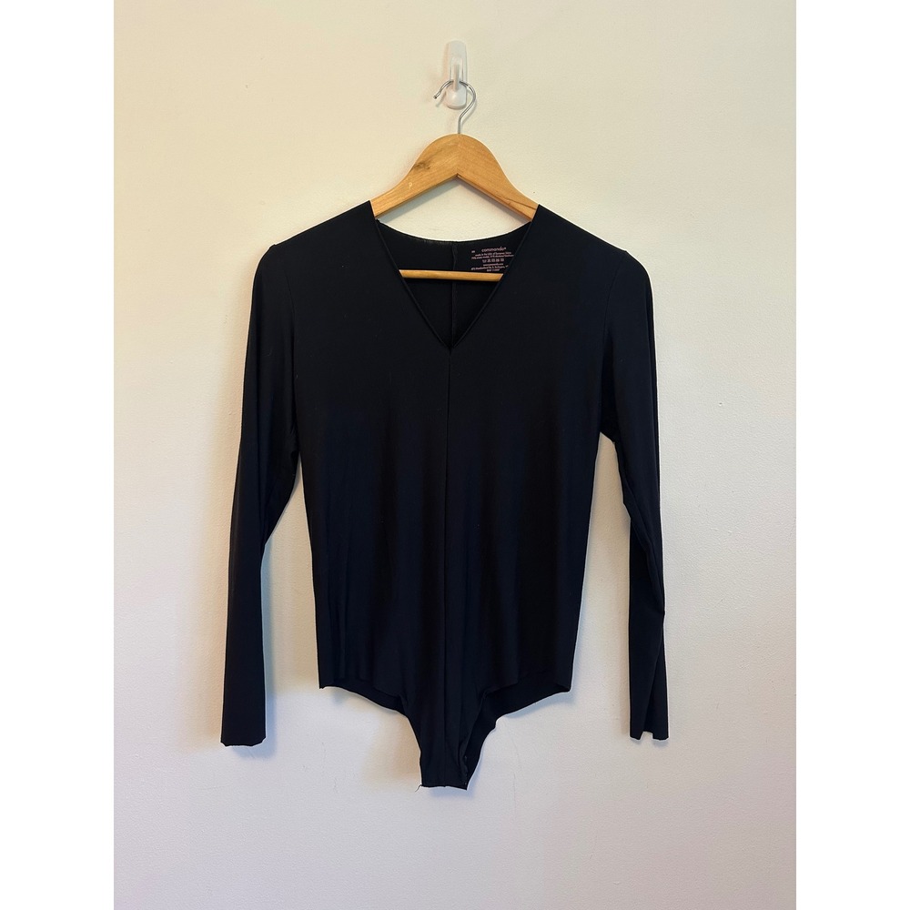 Commando Black Micro Modal V-Neck Long Sleeve Bodysuit | Size Medium